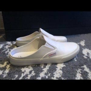 Superga white slip on sneakers
